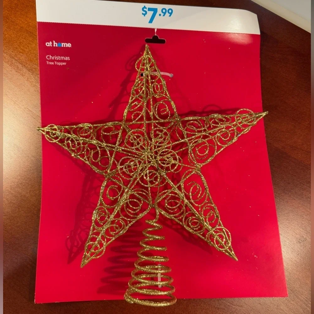 NEW w TAGS 🏷️ Sparkly Gold Star Holiday Tree Topper (9x11” inches)